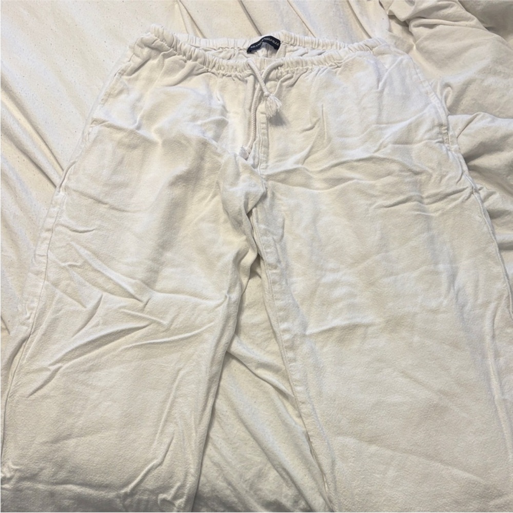 Brandy Melville White Straight Leg Drawstring Pants
